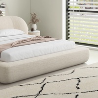 Lit double Zayshine de luxe moderne nordique en lin blanc, grand format, pour chambre principale, 1,5-1,8 mètres, modulaire, design villa, lit double moelleux
