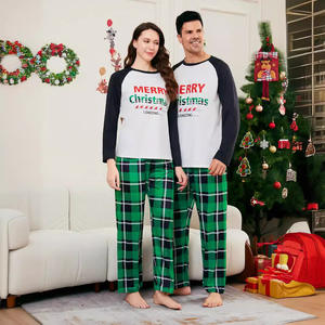 Nuovo stile sorella-fratello abbinata lettere di natale stampa pantaloni lunghi a maniche colorate per abiti di famiglia - Product Image 3