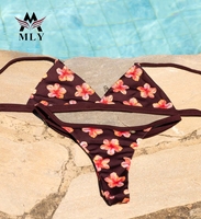 Nouvelle mode de maillots de bain dos nu sexy à imprimé fleuri Vêtements de plage String taille personnalisée Maillots de bain pour femmes matures