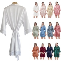 Robe de mariée et de demoiselle d'honneur de luxe en satin de soie, douce et lisse, avec bordure en dentelle, longueur genou, disponible en 16 couleurs, expédition immédiate
