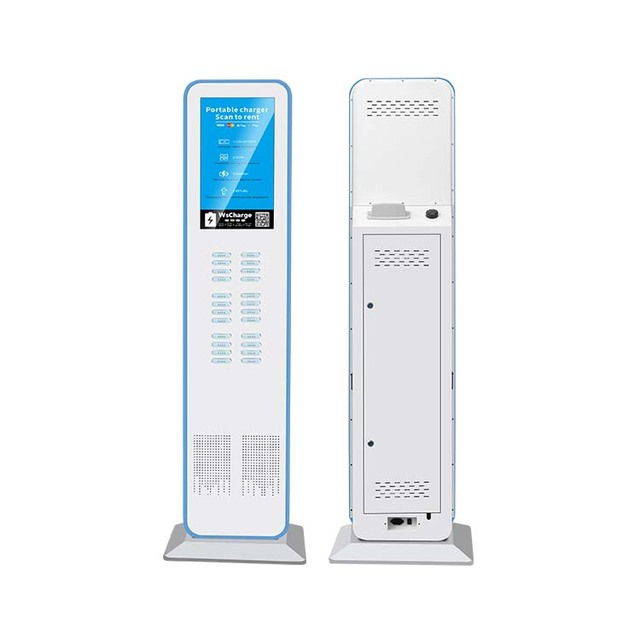 Custom Vertical Advertising Screen Power Bank Rental Station Floor Standing Shared Portable Charger Kiosk With Video Ad Display