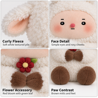 Animaux en peluche personnalisés mignons, agneau en peluche avec fleurs, expressions faciales personnalisables, rembourrage en PP, design parfait pour mascotte d'entreprise