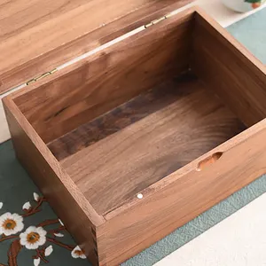 2023 công suất cao lật nắp rắn Walnut nam châm hộp gỗ bao bì biểu tượng tùy chỉnh Lưu trữ hộp gỗ - Product Image 4