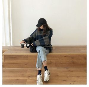 Maglione Oversize a Righe Contrastanti da Donna, Pullover Lavorato a Maglia Ampio, Maglione <span class=keywords><strong>Chunky</strong></span> a Blocchi di Colore, Top in Maglia Grossa - Product Image 3