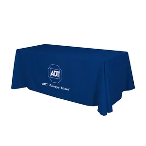 Custom Print Logo Rectangle Black Polyester Tablecloth Party Banquet Wedding Stretch Spandex 6ft Table Cover Table Cloths