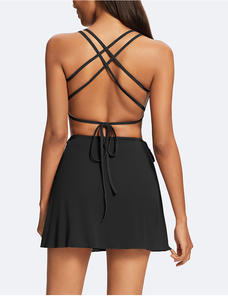 Новый женский легкий теннисный костюм 2025 года: сексуальная юбка-шорты с открытой спиной и завязками, спортивный комплект для фитнеса с юбкой-шортами на завязках - Product Image 5