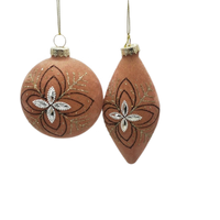Vente directe d'usine, ornements de Noël en verre soufflé à la main de luxe, couleur nude, imprimés en flocage, 3 couleurs, 8 cm, décoration de la maison