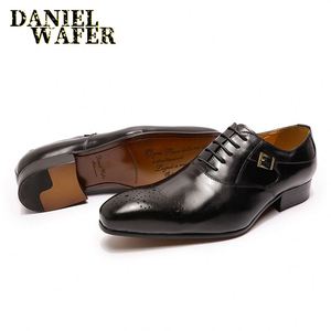 Chaussures Oxford en cuir véritable à lacets et boutons, chaussures habillées pour affaires, mariage, fête, bureau, chaussures de mode - Product Image 3