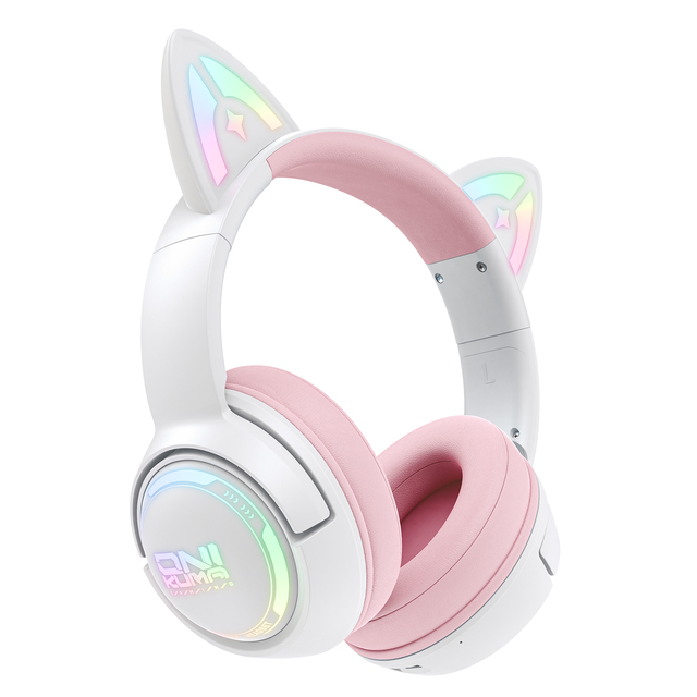ONIKUMA GT838 Pink Headphone Kid Cute Cat Rgb Game Wireless Earphone Over Ear Gaming Headset