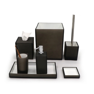 Juegos de <span class=keywords><strong>accesorios</strong></span> de <span class=keywords><strong>baño</strong></span> <span class=keywords><strong>para</strong></span> el hogar, 7 piezas de resina polivinílica negra, alta calidad, <span class=keywords><strong>precio</strong></span> de fábrica Popular - Product Image 1