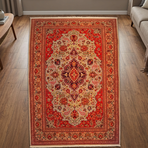 Alfombra Qom Auténtica Única de 7'3 x 4'9, Anudada a Mano, de Lana Natural y Seda, Estilo Tradicional - Product Image 2