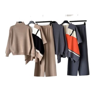 Conjunto de Suéter Tejido para Mujer, Poliéster y Algodón, Moda Otoño, Atuendo Casual de Tres Piezas - Product Image 5