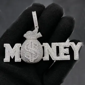 Liontin Tas Uang Dolar AS, Kalung Rantai dengan Tali Kalung Hiphop Perhiasan Pria