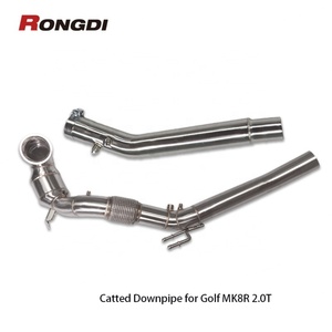 Rongdi High Flow 200 Cell Catted Stainless Steel 304 1.5mm <b>Brushed</b> Exhaust Downpipe for VW Golf MK8R 2.0T Upgrades - Product Image 4