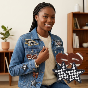 12 Pièces de Patchs en Tissu Sergé Brodés 3D Football, Motifs Nœud et Étoile pour Jour de Match, à Thermocoller pour Chapeaux et Vêtements de Sport DIY - Product Image 5