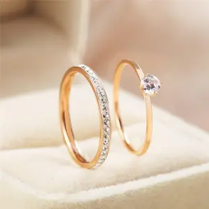 Uomini e donne coppia anelli in acciaio inox gioielli all'ingrosso oro rosa anello di nozze gioielli in acciaio inox