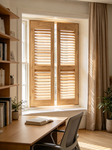 Natural <b>Oak</b> Wooden Plantation Shutters Rectangle Window Blinds For Home Office American Custom Interior Shades Modern - Product Image 1