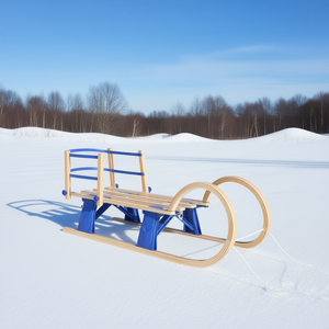 D0100HPI64V รถเลื่อนไม้อัดพับได้ 43.3 นิ้ว พร้อมพนักพิงสำหรับเด็ก รถเลื่อนหิมะฤดูหนาว - Product Image 2