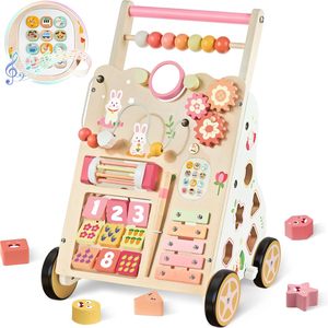 Poussette pour bébé avec roues, marcheur en <span class=keywords><strong>bois</strong></span> pour bébé, adapté aux centres d'activités Montessori pour enfants - Product Image 4