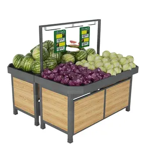 कस्टम फ्रेश स्टोर डिस्प्ले गोंडोला सुपरमार्केट रैक 1200 मिमी मल्टी-लेयर मोबाइल फल और सब्जी डिस्प्ले स्टैंड