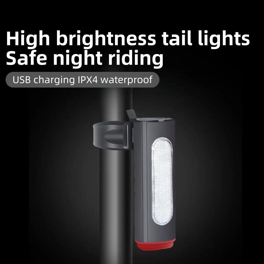 ABS/PC USB 6 LED 1200 mAh Étanche IPX4 Feu arrière de vélo haute intensité pour la conduite de nuit