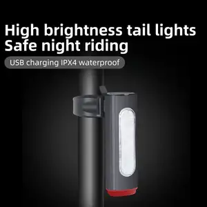 ABS/PC USB 6 LED 1200 mAh antiair IPX4 lampu belakang sepeda intensitas tinggi untuk berkendara malam