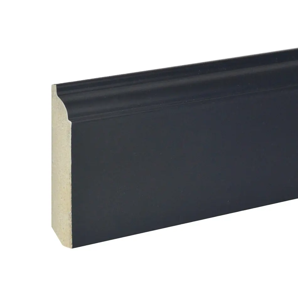 Black paint finished RAL9005 MDF skirting board