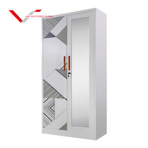 خزانة ملابس معدنية ببابين متأرجحة من الفولاذ باب خزانة ملابس بطباعة غرفة نوم الميرة - Product Image 5