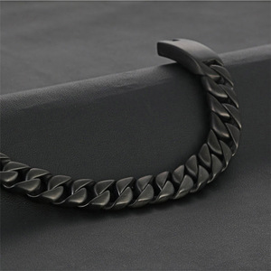 CBB037 Bracciale a catena nero da uomo in acciaio inossidabile 316L, fatto a mano, con chiusura robusta, stile punk hippie rock, gioielli da uomo di alta qualità - Product Image 5