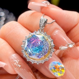 Fashion Jewelry Eco-friendly Copper 14-10mm Mixed Design Blue Zircon Flower Pendant <b>Earrings</b> Jewelry Set - Product Image 4