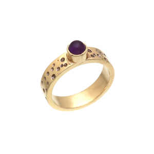 Elegant Vintage <b>Boho</b> <b>Ring</b> for Women Handcrafted Brass with Gold-Plated Amethyst Gemstone Statement Jewelry for Weddings Parties - Product Image 1