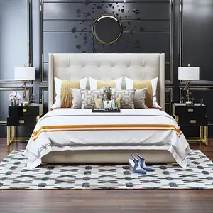 الفاخرة الأوروبية الحديثة مصمم الراحة المعادن جلدية منصة الملكة الملك الحجم سرير التخزين أثاث غرفة نوم للفنادق مجموعة