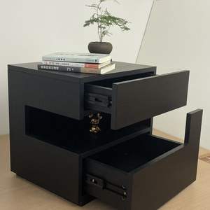 Minimalist Nightstand Modern Black Wood Storage Cabinet Bedroom Furniture Adult Elderly Use - Product Image 3