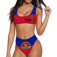 Bikini drapeau d'Haïti, ensemble de maillots de bain 2 pièces, maillot de bain ouvert pour la plage d'été, grande taille