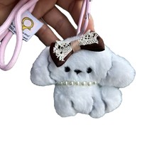 Jouets en peluche, sacs, pendentifs, sacs d'école pour couples, décorations de sacs à dos, porte-clés de voiture haut de gamme, avec motifs de Bichons Frises mignons
