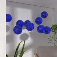 Boule Réfléchissante de Plafond Sphérique Creux en Acier Inoxydable Boule de Couleur Violette Bleue Vitrine Décorative de Mur de Maison Art Déco