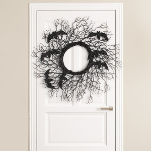 Decoraciones de Halloween: Ramas Negras de Simulación, Anillo de Ratán con Murciélagos, Adornos Colgantes para Ventanas y Puertas, Decoración de Pared para Fiestas - Product Image 4