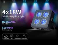 Lampu Panggung LED Par Portabel 4x18w 5000mah Bertenaga Baterai, Dikendalikan dengan Remote IR4 Nirkabel WiFi Mini Dj Uplights untuk Pesta Disko DJ