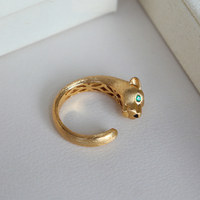 Bague ajustable en argent sterling 925 plaqué or 18 carats avec motif léopard unique et zircon, pour homme et femme, cadeau, vente en gros, directement de l'usine
