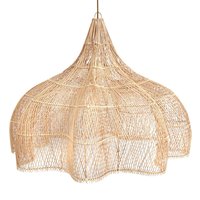 Luminaire suspendu en rotin LED de style zen japonais, blanc chaud, taille moyenne, pour salon ou chambre à coucher