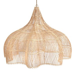 Luminaire suspendu en rotin LED de style <span class=keywords><strong>zen</strong></span> japonais, blanc chaud, taille moyenne, pour salon ou chambre à coucher - Product Image 6