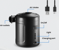 Pompe à air électrique haute capacité 6000 mAh avec adaptateur de valve, pression de 0,65 PSI, double fonction, gonfleur portable pour l'extérieur