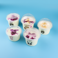 Gobelet à lait jetable en plastique PP double couche motif dessin animé, tasse à pudding animaux mignons, boîte à glace, pot à yaourt, bol à gelée, boîte à dessert