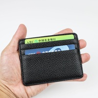 Pemegang kartu kulit Pu pria wanita, dompet kartu kredit ramping minimalis uniseks bisnis Logo kustom