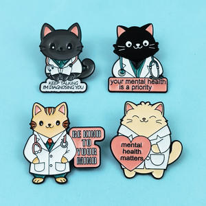 Broche de Gato con Diseño Creativo de <span class=keywords><strong>Doctor</strong></span> y Enfermera, Pin de Aleación Esmaltada Antiexposición, Accesorio de Ropa - Product Image 1