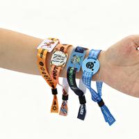 Pulsera de Sublimación RFID de Poliéster con Código Láser Diferente en Tela y Etiqueta Redonda de PVC Rígido para Eventos y Promociones