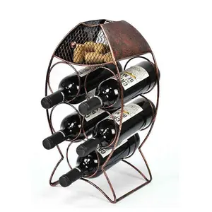 Fish Decor Metal Wine Racks Countertop Wine Bottle Holder with Wine Cork Holder