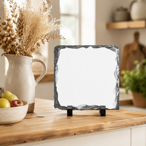 <span class=keywords><strong>Plaque</strong></span> Carrée en <span class=keywords><strong>Ardoise</strong></span> à Bord Naturel, Support de Sublimation, Pierre Photo Vierge, Faite à la Main, Surface Rustique Vieillie, Décoration Artisanale Imprimable - Product Image 1