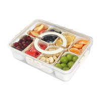 Boîte à collations à 8 compartiments, plateau à fruits et légumes, plateau portable pour bonbons, fruits, noix, collations, fête, divertissement, pique-nique