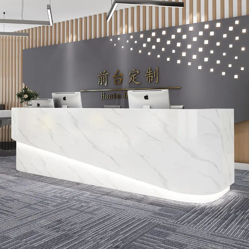 Ufficio moderno personalizzato Logo dimensioni mobili per ufficio stufa ufficio verniciato banco Reception